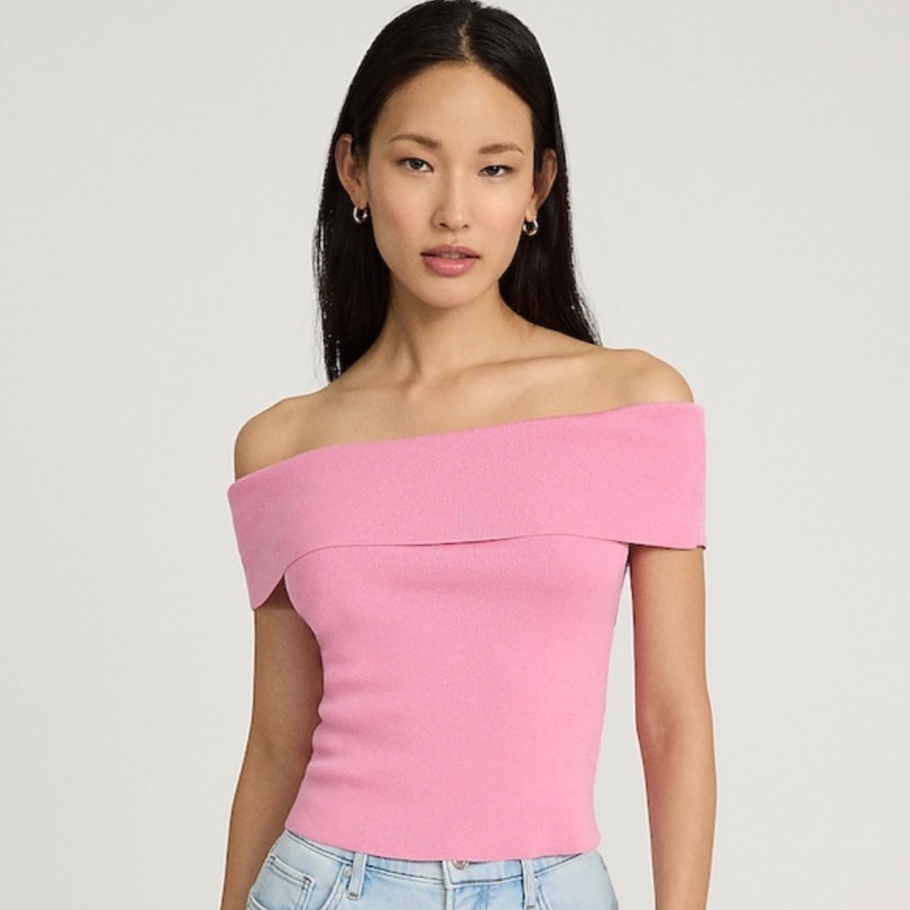 NWT Express Pink Off The Shoulder Short Sleeve Sweater Size L